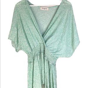 Impressions mint top with white dots